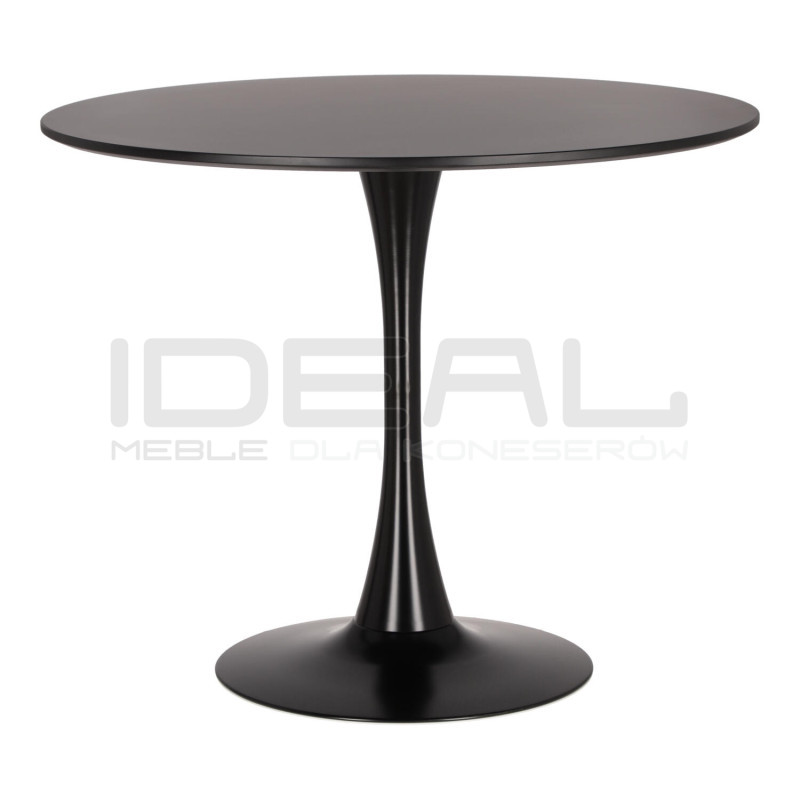 Stół Tulip Skinny 90 czarny – okrągły stół na jednej nodze