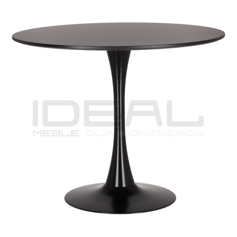 Stół Tulip Skinny 90 czarny – okrągły stół na jednej nodze