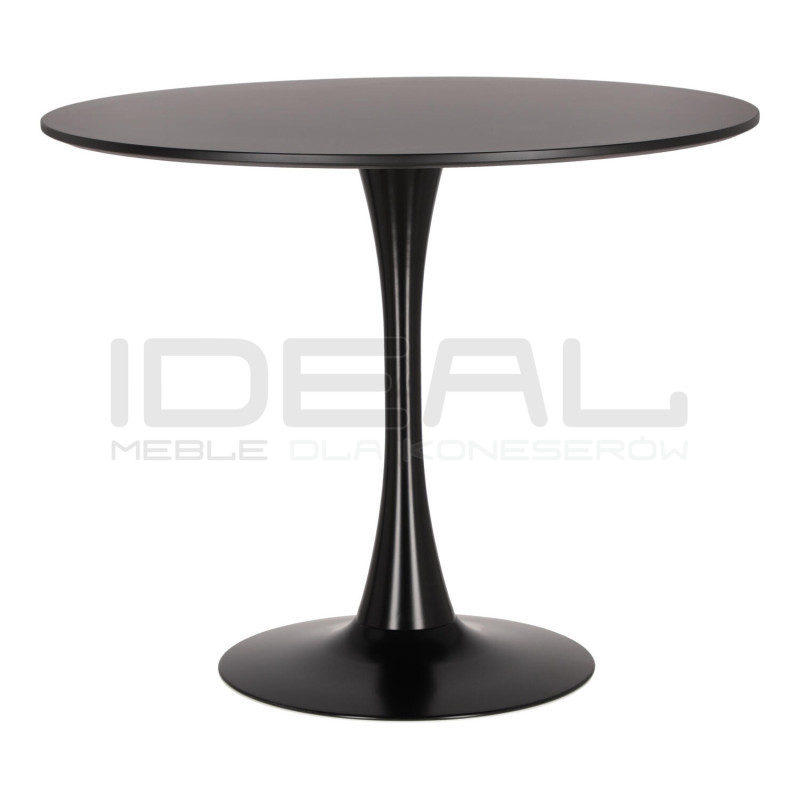 Stół Tulip Skinny 90 czarny – okrągły stół na jednej nodze