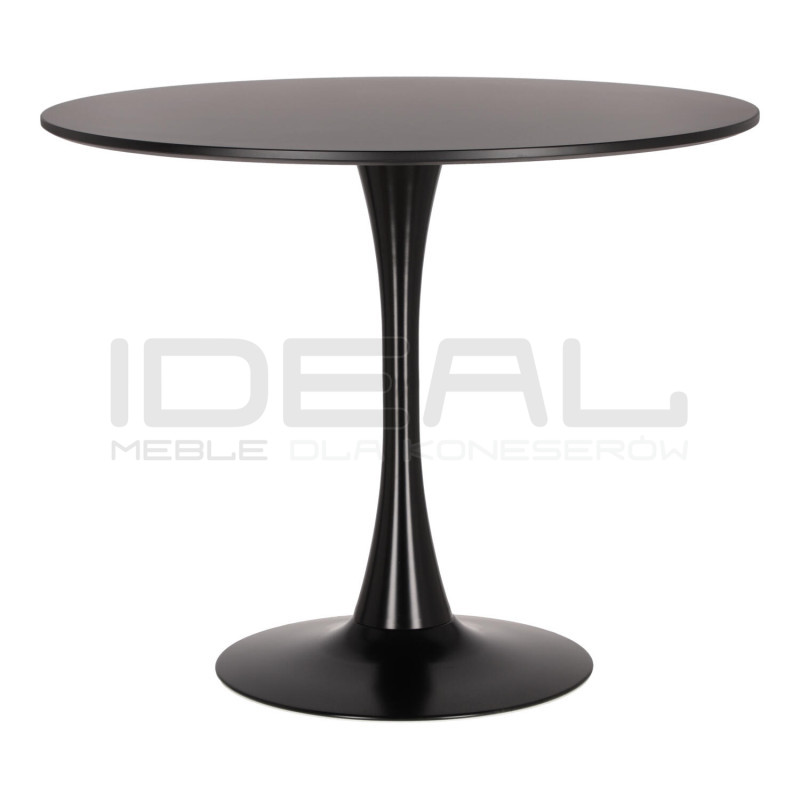 Stół Tulip Skinny 90 czarny – okrągły stół na jednej nodze