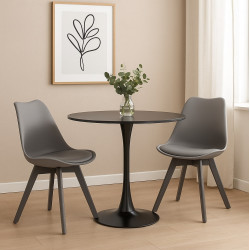 Stół Tulip Skinny 90 czarny – okrągły stół na jednej nodze