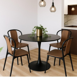 Stół Tulip Skinny 90 czarny – okrągły stół na jednej nodze