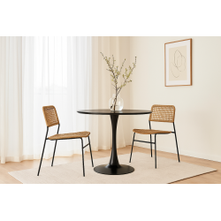Stół Tulip Skinny 90 czarny – okrągły stół na jednej nodze