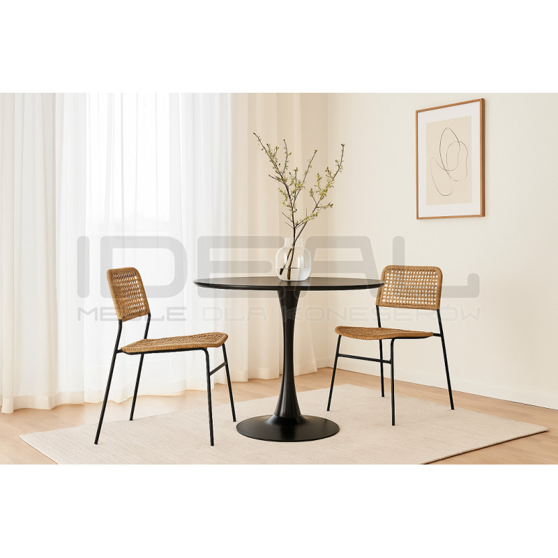 Stół Tulip Skinny 90 czarny – okrągły stół na jednej nodze