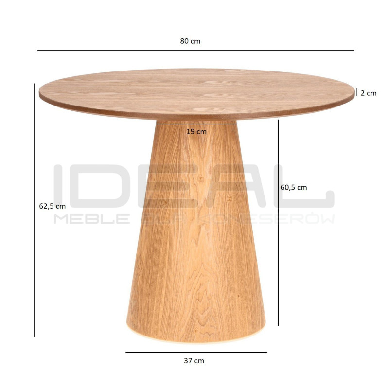 Stolik kawowy Sweedy 80 cm – okrągły stół na jednej nodze