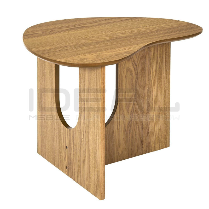 Mały stolik drewniany Pebble – stolik kawowy o nietypowym kształcie