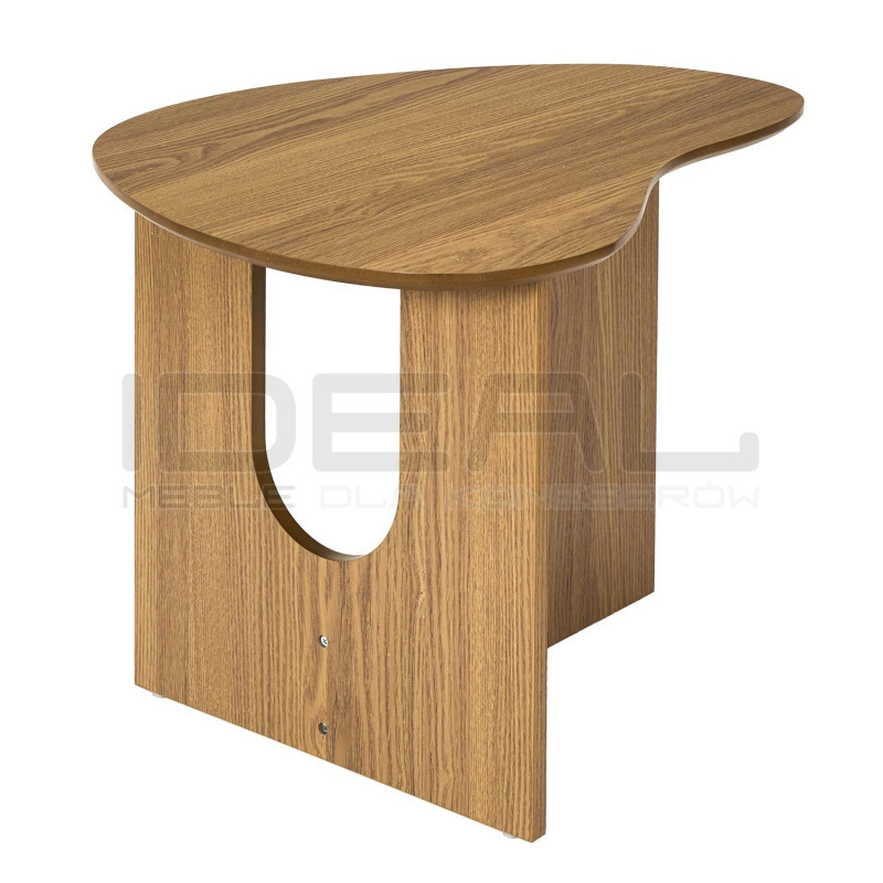 Mały stolik drewniany Pebble – stolik kawowy o nietypowym kształcie