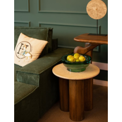 Stolik kawowy RAGNO – Marmurowy blat i drewniana podstawa