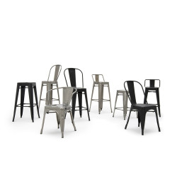 Hoker Tower Back z oparciem INSPIROWANY TOLIX 66 metalowy (Paris)