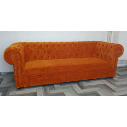 Sofa Chesterfield z funkcją spania Kopico pomarańczowa | IdealMeble.pl