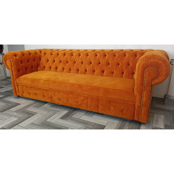 Sofa Chesterfield z funkcją spania Kopico pomarańczowa | IdealMeble.pl