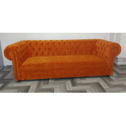 Sofa Chesterfield z funkcją spania Kopico pomarańczowa | IdealMeble.pl