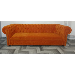 Sofa Chesterfield z funkcją spania Kopico pomarańczowa | IdealMeble.pl