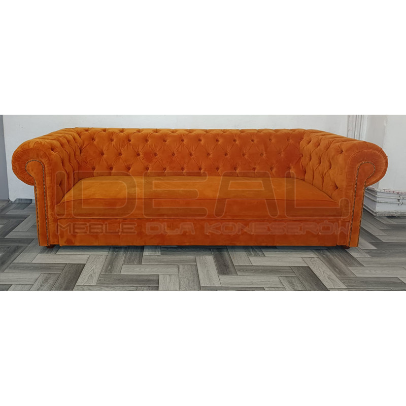 Sofa Chesterfield z funkcją spania Kopico pomarańczowa | IdealMeble.pl
