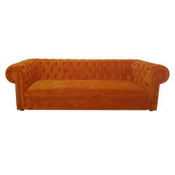 Sofa Chesterfield z funkcją spania Kopico pomarańczowa | IdealMeble.pl
