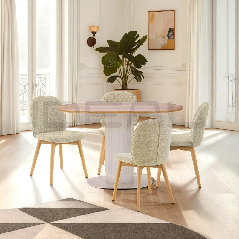 Stół owalny Gativel czarny fornir naturalny dębowy | IdealMeble.pl