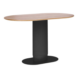 Stół owalny Gativel czarny fornir naturalny dębowy | IdealMeble.pl