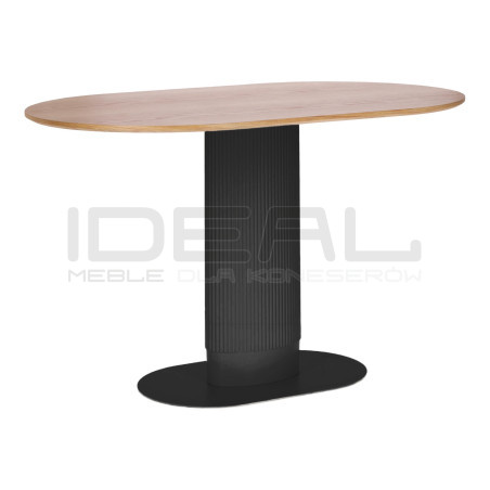 Stół owalny Gativel czarny fornir naturalny dębowy | IdealMeble.pl