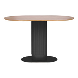 Stół owalny Gativel czarny fornir naturalny dębowy | IdealMeble.pl