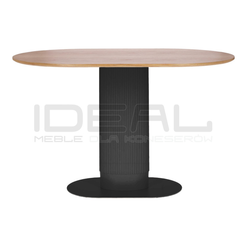 Stół owalny Gativel czarny fornir naturalny dębowy | IdealMeble.pl