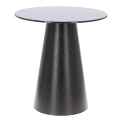 Wysoki stolik kawowy Sweedy 60 – czarny ze szklanym blatem