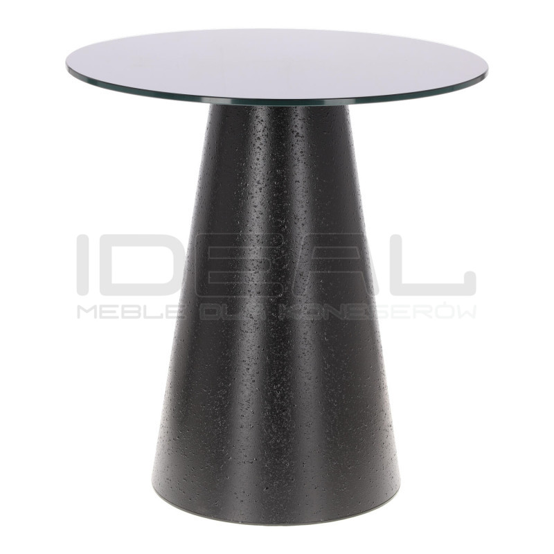 Wysoki stolik kawowy Sweedy 60 – czarny ze szklanym blatem