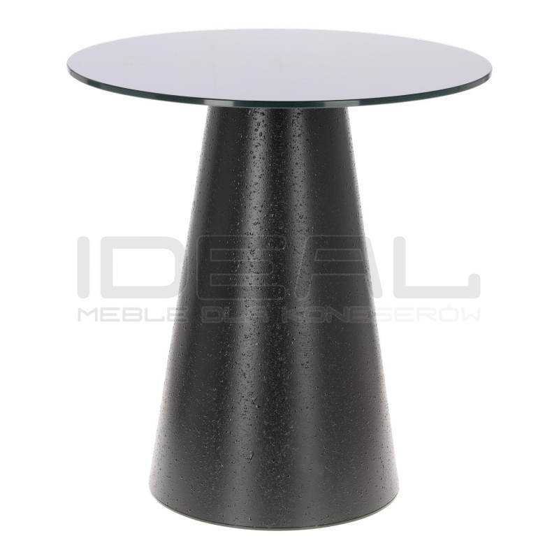 Wysoki stolik kawowy Sweedy 60 – czarny ze szklanym blatem