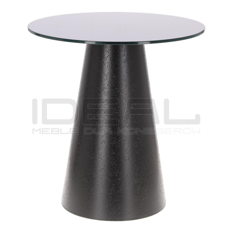 Wysoki stolik kawowy Sweedy 60 – czarny ze szklanym blatem