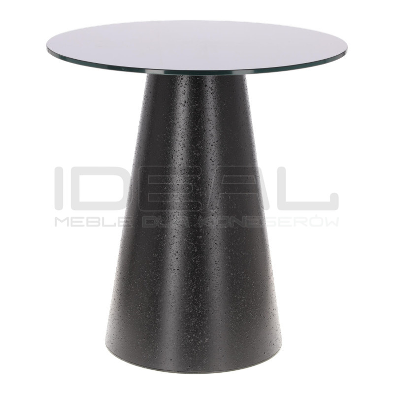 Wysoki stolik kawowy Sweedy 60 – czarny ze szklanym blatem