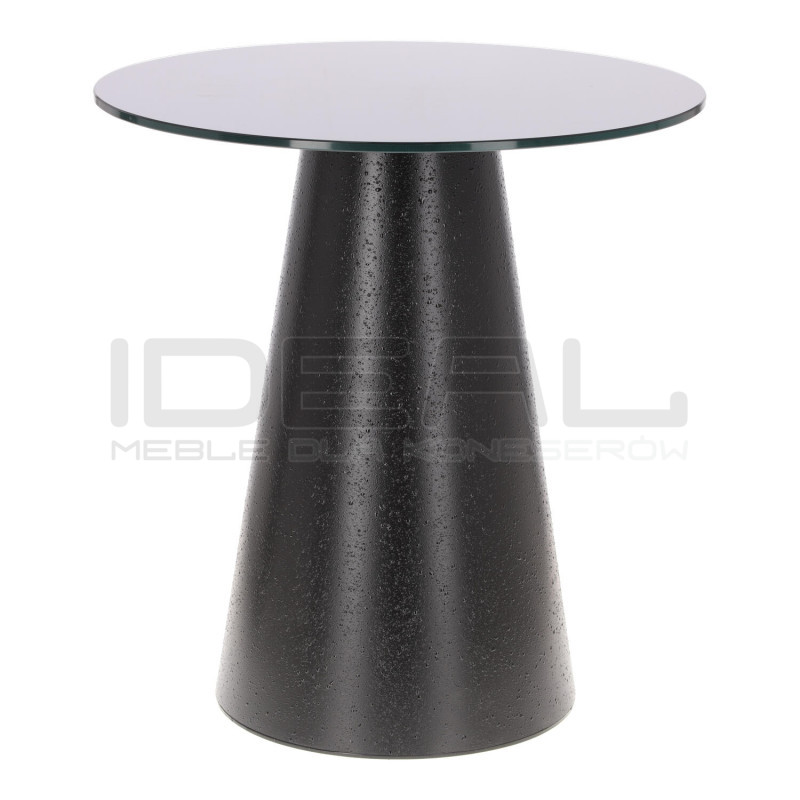 Wysoki stolik kawowy Sweedy 60 – czarny ze szklanym blatem