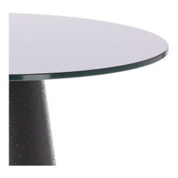 Wysoki stolik kawowy Sweedy 60 – czarny ze szklanym blatem