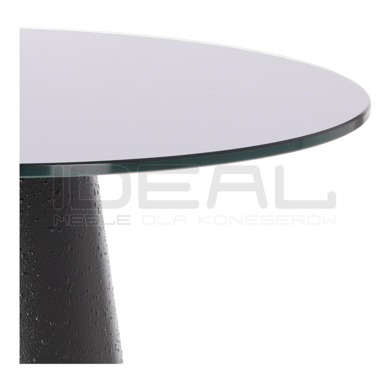 Wysoki stolik kawowy Sweedy 60 – czarny ze szklanym blatem