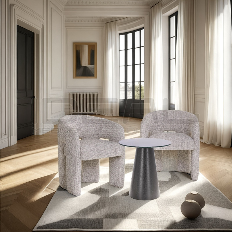 Wysoki stolik kawowy Sweedy 60 – czarny ze szklanym blatem