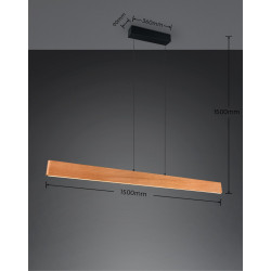 Lampa pozioma drewniana Kler 150 cm – długa lampa nad stół