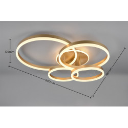 Plafon Starkey 4 złote okręgi  |  IdealMeble.pl