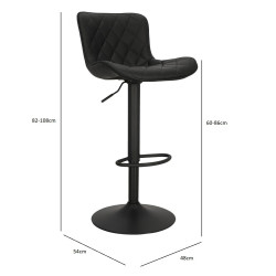 Hoker tapicerowany z oparciem obrotowy czarny Dlana | IdealMeble.pl