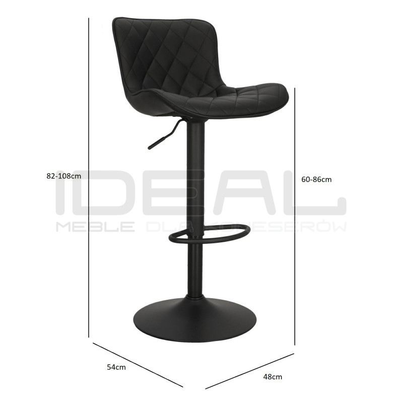 Hoker tapicerowany z oparciem obrotowy czarny Dlana | IdealMeble.pl