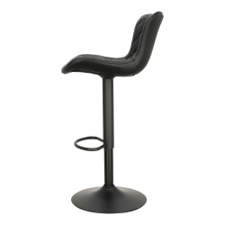 Hoker tapicerowany z oparciem obrotowy czarny Dlana | IdealMeble.pl