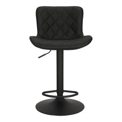 Hoker tapicerowany z oparciem obrotowy czarny Dlana | IdealMeble.pl