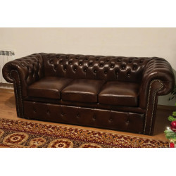 Sofa Chesterfield Classic Skóra Plus Rozkładana 3 os.