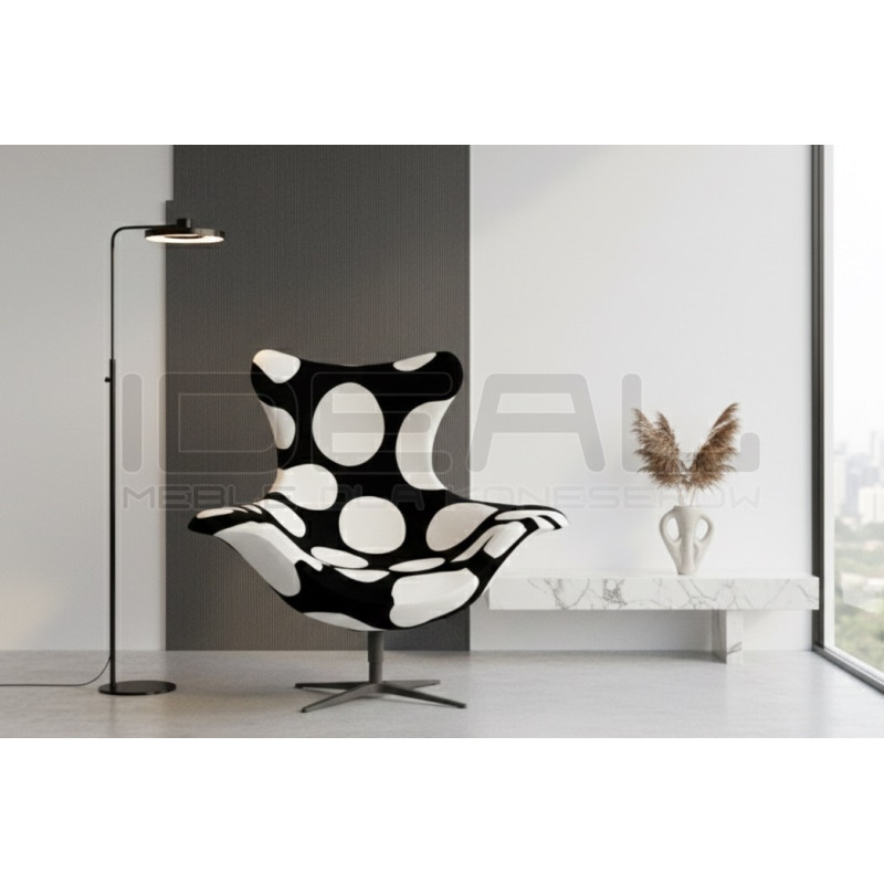 Fotel Bubble Base BLACK – designerski fotel w kropki