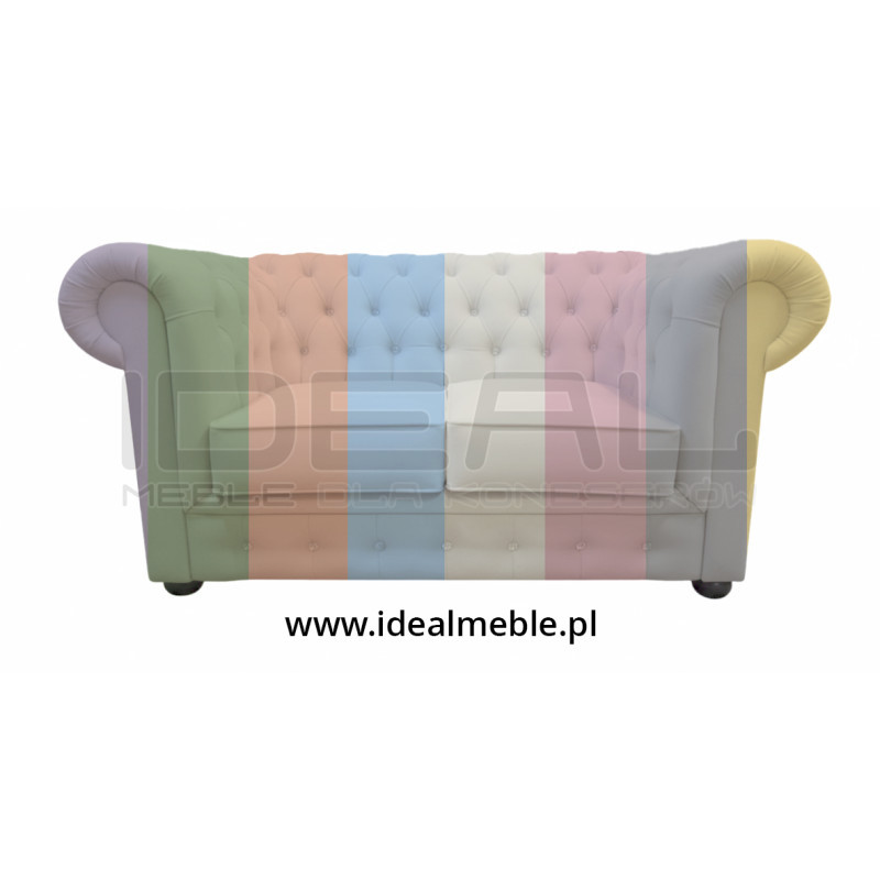 Pikowana Sofa Chesterfield March z kryształkami 2 os.