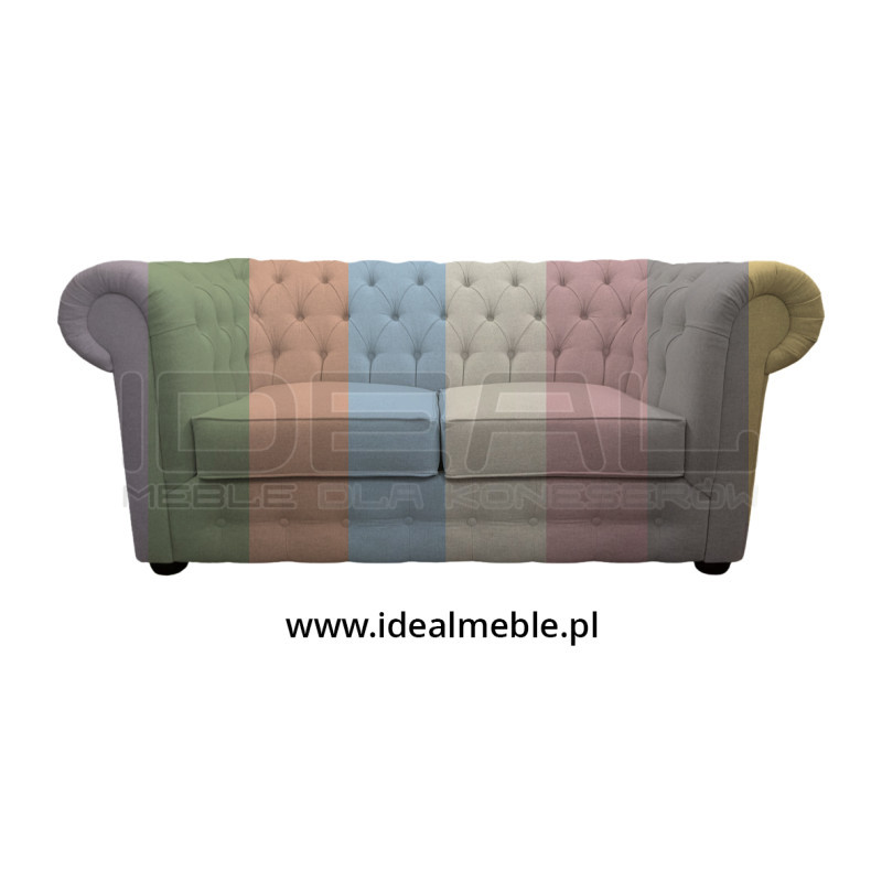 Pikowana Sofa Chesterfield March w tkaninie 3 os.