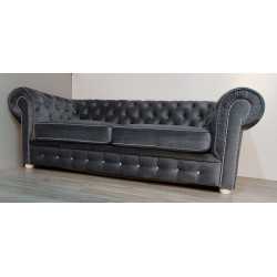 Pikowana Sofa Chesterfield March z kryształkami 3 os.