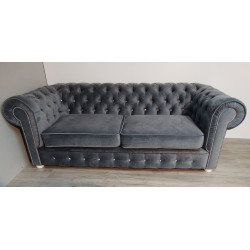 Pikowana Sofa Chesterfield March z kryształkami 3 os.