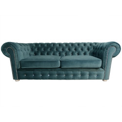 Pikowana Sofa Chesterfield March z kryształkami 3 os.
