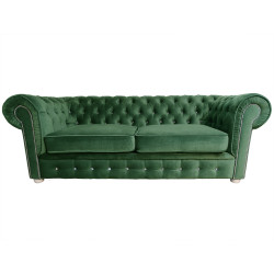 Pikowana Sofa Chesterfield March z kryształkami 3 os.