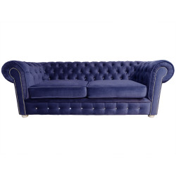 Pikowana Sofa Chesterfield March z kryształkami 3 os.