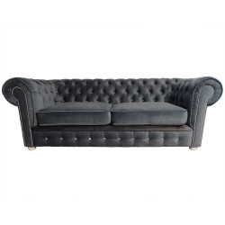 Pikowana Sofa Chesterfield March z kryształkami 3 os.