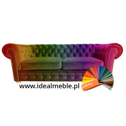 Pikowana Sofa Chesterfield March z kryształkami 3 os.